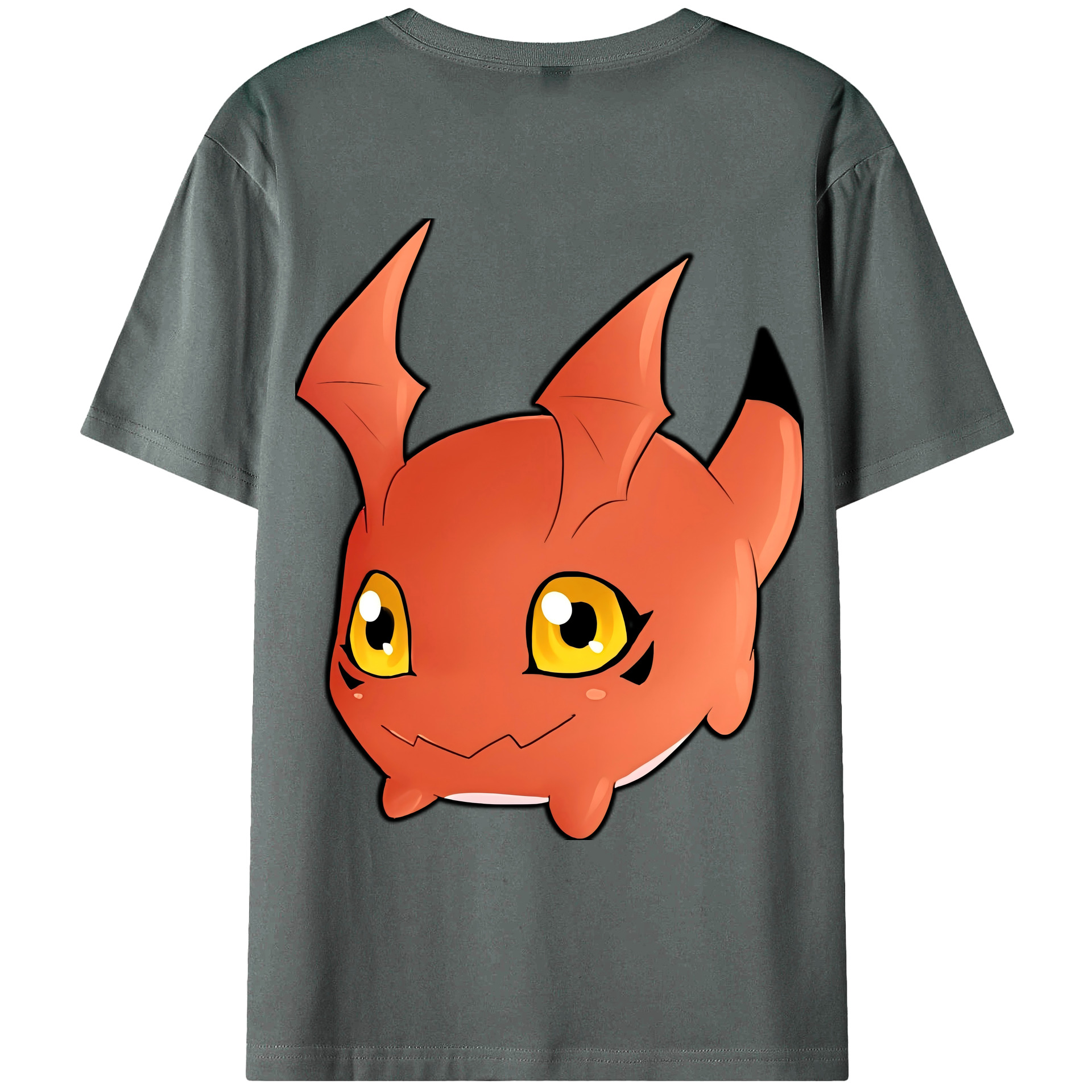 （画像用） Digimon デジタルモンスター/デジモン 綿100％ メンズ半袖Tシャツ（バックプリント） 通気性
